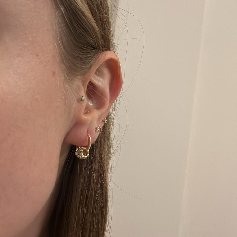 Delicate dainty Gold CZ diamond hoop hoops earrings glam